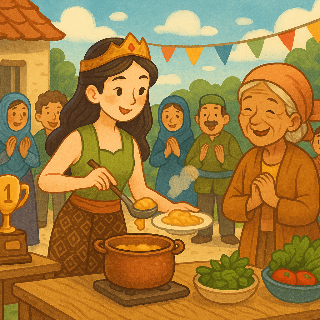 Masakan Candra Kirana yang lezat menjadi juara dan berita tentang gadis cantik yang tinggal bersama Mbok Rondo pun tersebar luas.