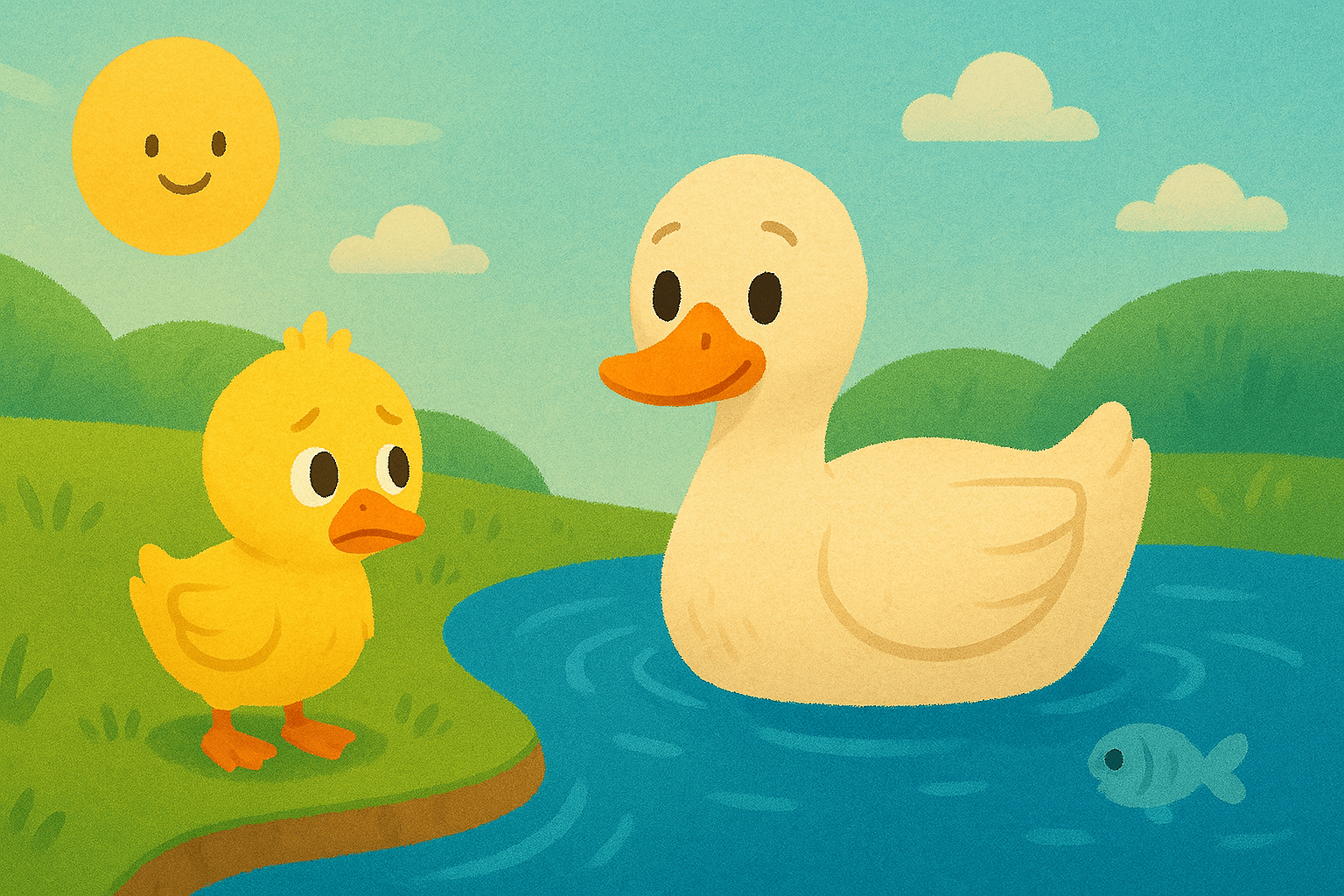 Bebek Kecil Belajar Berenang