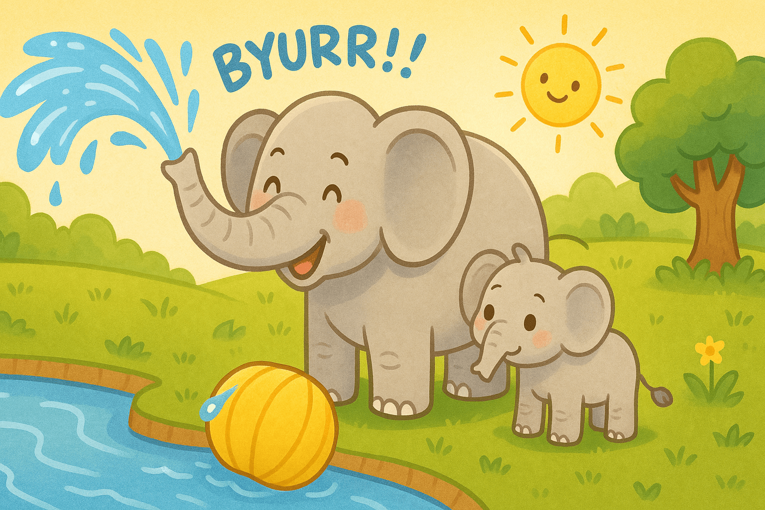 Gajah Kecil Belajar Menyiram
