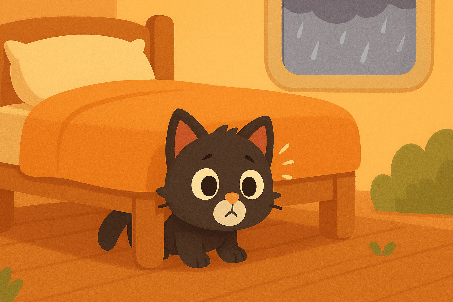 Kucing Kecil yang Takut Hujan